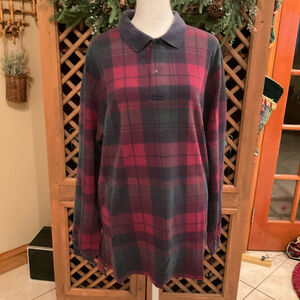 Vintage 90s Lawton Harbor Rugby Preppy Plaid Polo Harbor Men’s XL long sleeve